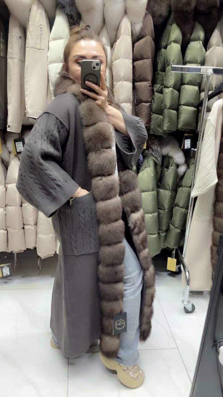 кашемировое пальто с мехом куницы yana kraft brand,кашемировое пальто с мехом куницы,пальто с мехом,кардиган с мехом финского песца yana kraft brand,пальто с мехом куницы