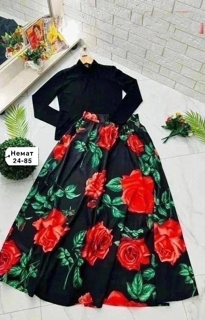 юбка с цветами,юбка с розами,модное платье,юбка с принтом