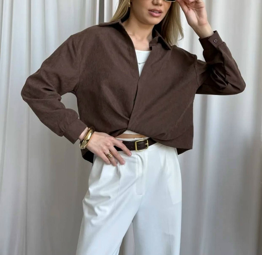 коричневая рубашка oversize с воротником мао gloria jeans,рубашка женская,блузка женская,рубашка женская вельветовая оверсайз,оверсайз рубашка
