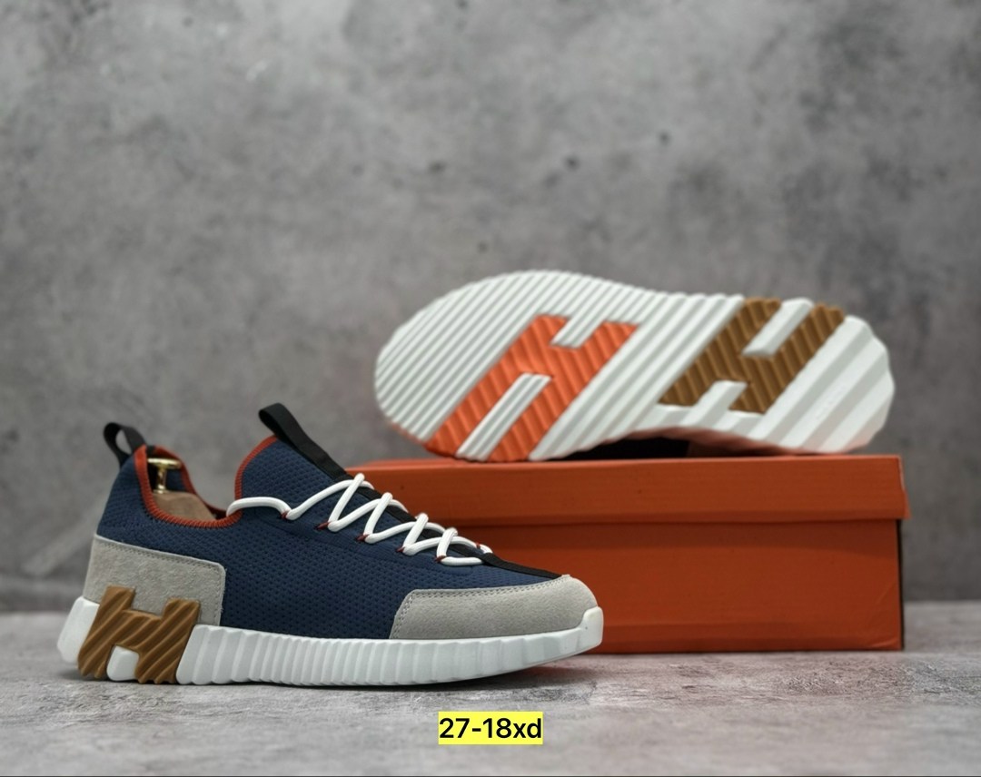 кроссовки hermes,кроссовки мужские hermes,,кроссовка мужской,мужские комбинированные кроссовки hermes 2026 синие с красной буквой на подошве