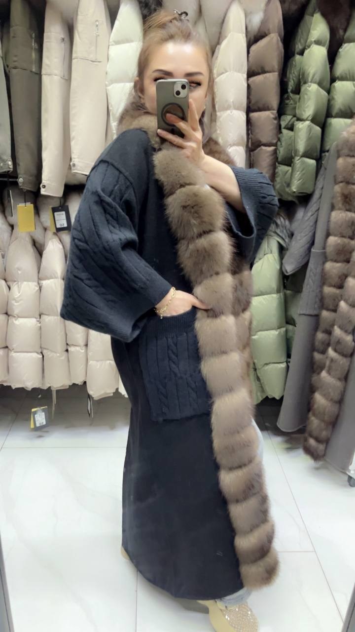 кашемировое пальто с мехом куницы yana kraft brand,кашемировое пальто с мехом куницы,пальто с мехом,кардиган с мехом финского песца yana kraft brand,пальто с мехом куницы