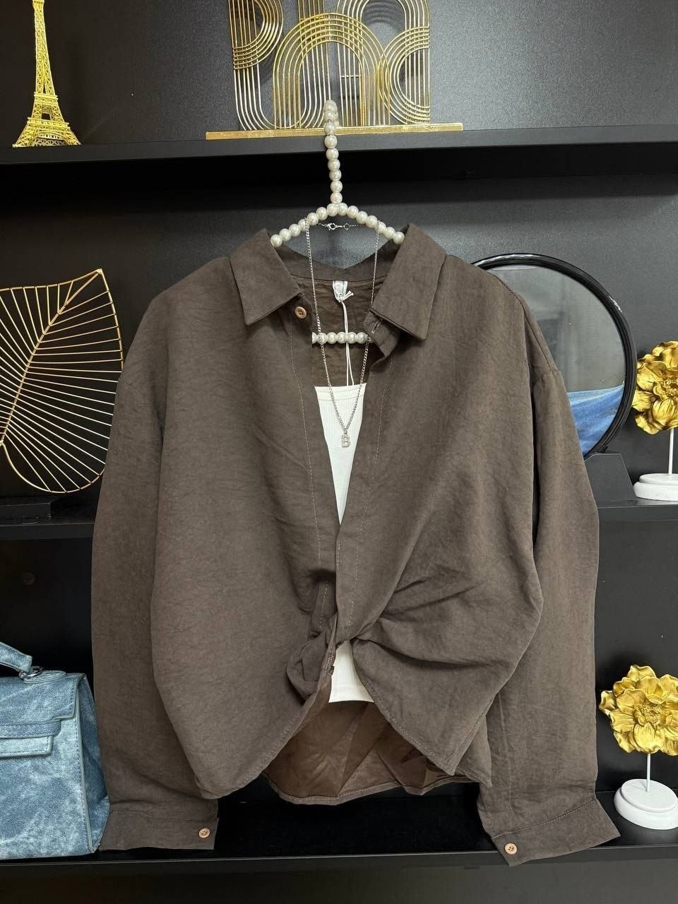 коричневая рубашка oversize с воротником мао gloria jeans,рубашка женская,блузка женская,рубашка женская вельветовая оверсайз,оверсайз рубашка