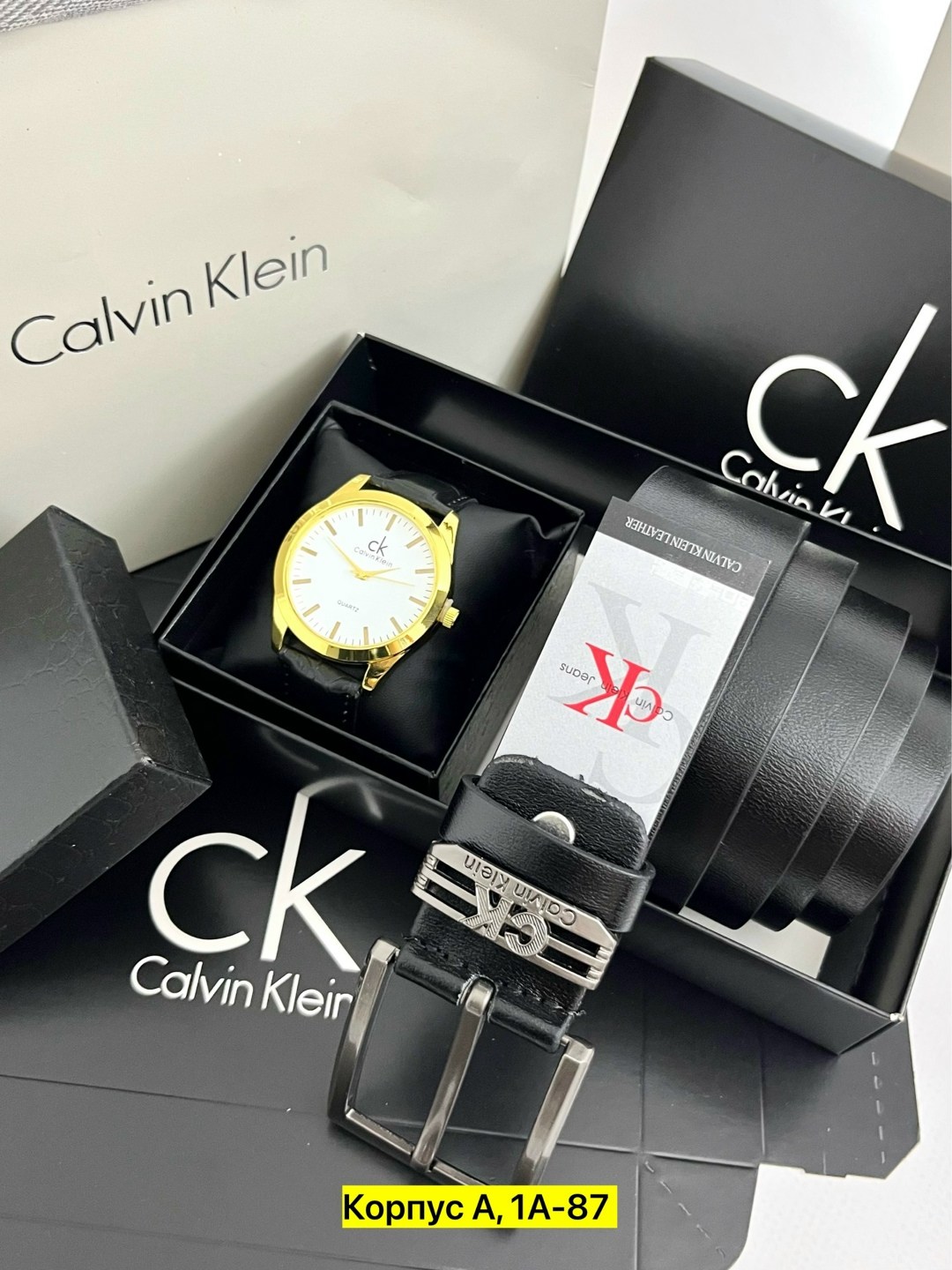 подарочный набор calvin klein,ремень calvin klein мужской,подарочный набор мужской,набор часы и ремень в коробке,набор для мужчин
