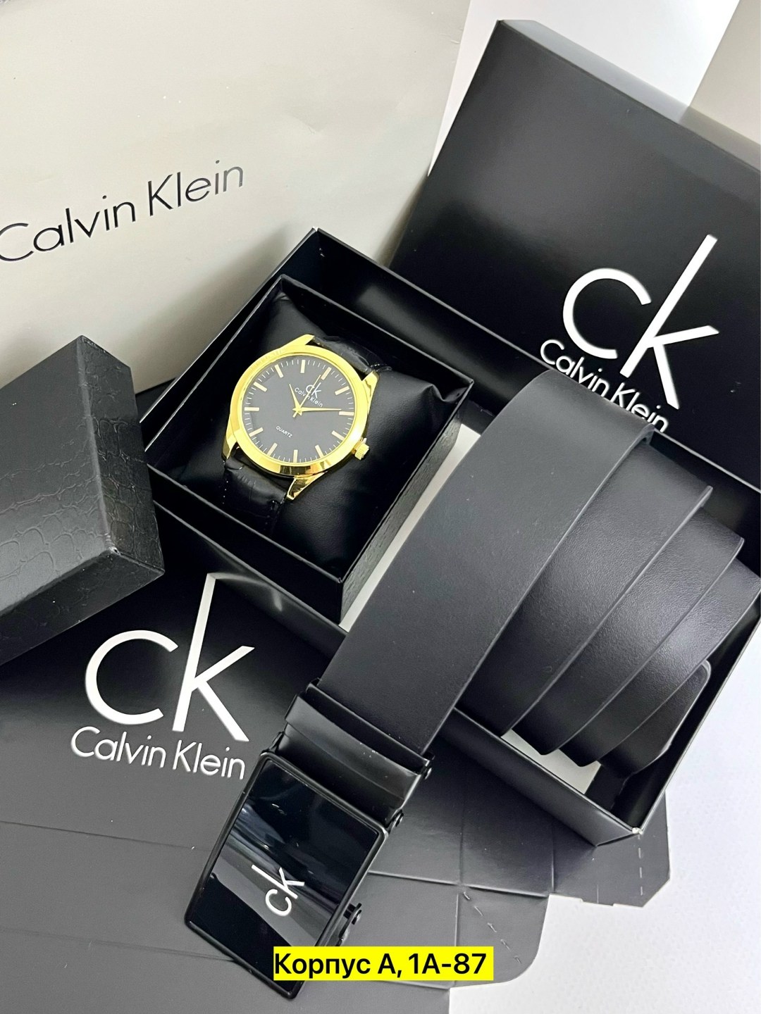 подарочный набор calvin klein,ремень calvin klein мужской,подарочный набор мужской,набор часы и ремень в коробке,набор для мужчин