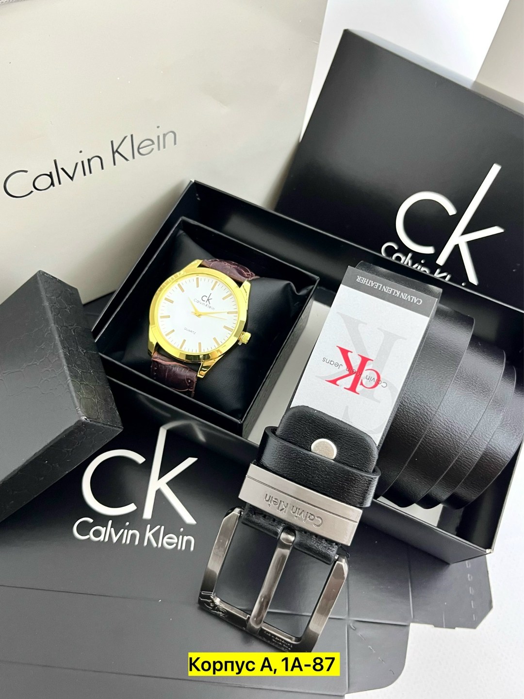 подарочный набор calvin klein,ремень calvin klein мужской,подарочный набор мужской,набор часы и ремень в коробке,набор для мужчин