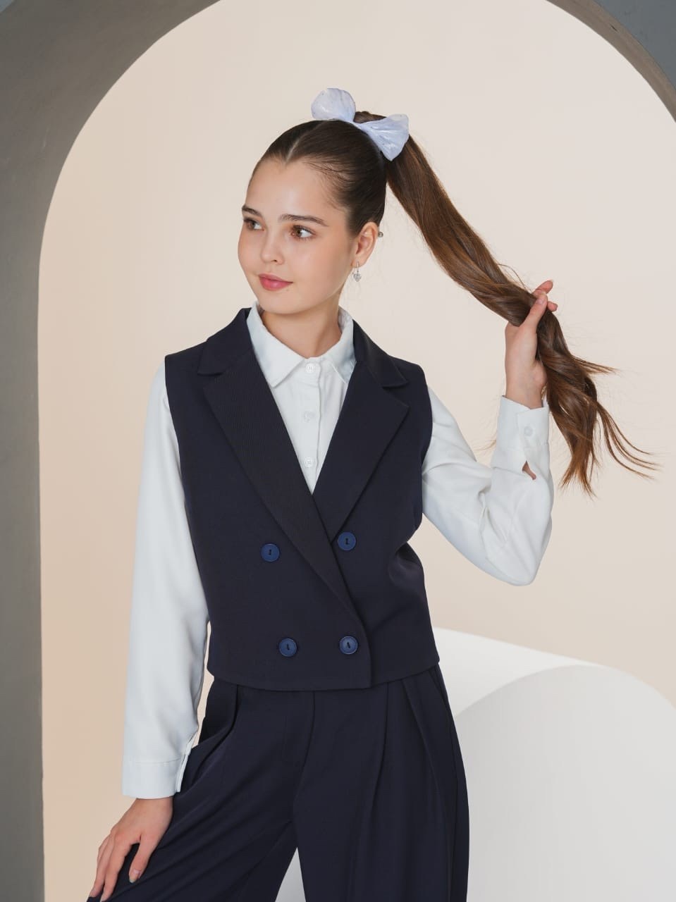 школьный костюм двойка с брюками палаццо и жилетом sheng yuan fashion,жилет школьная,жилет костюмный школьный,костюм школьный брючный с жилетом jutetti,брючный костюм школьная форма с жилетом azalya