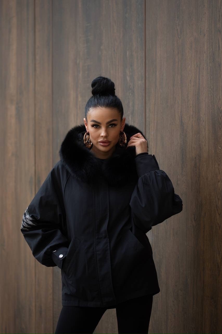 парка зимняя с мехом натуральным schikui_shop_furs цвет черный,парка/бомбер с натуральным мехом,парка зимняя с натуральным мехом песца куртка бомбер,парка зимняя с мехом натуральным schikui_shop_furs