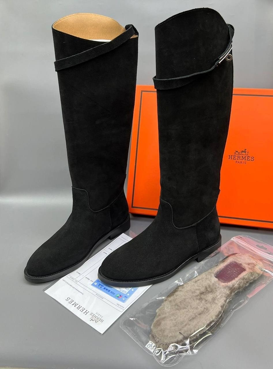 сапоги hermes,женские сапоги hermes,сапоги замшевые hermes jumping,женские черные замшевые сапоги hermes jumping,сапоги эрмес женские