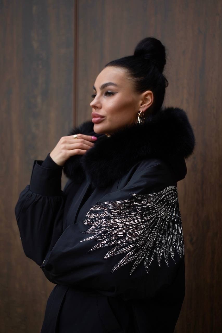 парка зимняя с мехом натуральным schikui_shop_furs цвет черный,парка/бомбер с натуральным мехом,парка зимняя с натуральным мехом песца куртка бомбер,парка зимняя с мехом натуральным schikui_shop_furs