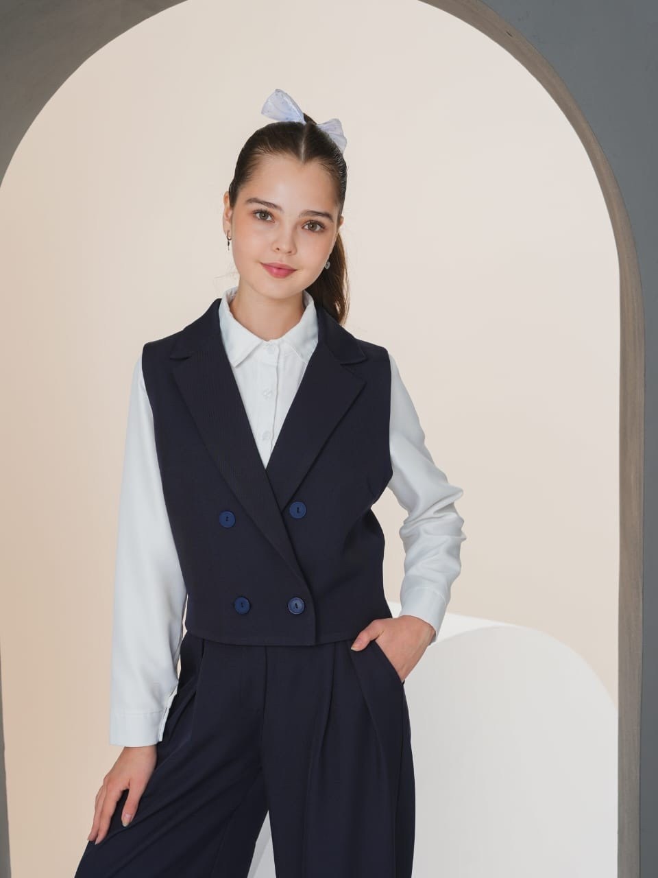 школьный костюм двойка с брюками палаццо и жилетом sheng yuan fashion,жилет школьная,жилет костюмный школьный,костюм школьный брючный с жилетом jutetti,брючный костюм школьная форма с жилетом azalya