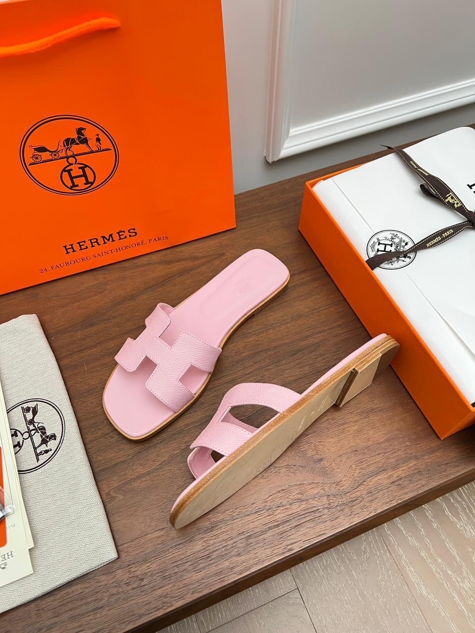 шлепанцы hermes,шлепки hermes,шлепки эрмес оран,женские шлепанцы,кожаные шлепанцы