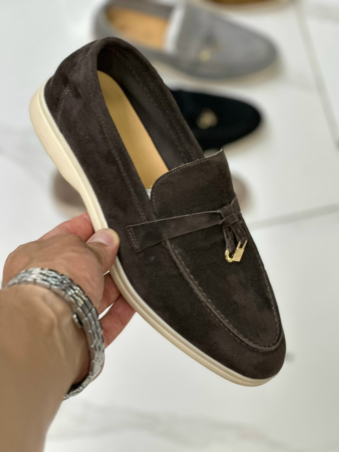 лоферы женские loro piana,,лоферы loro piana summer charms walk замшевые,женские замшевые серые лоферы loro piana open walk,замшевые лоферы loro piana