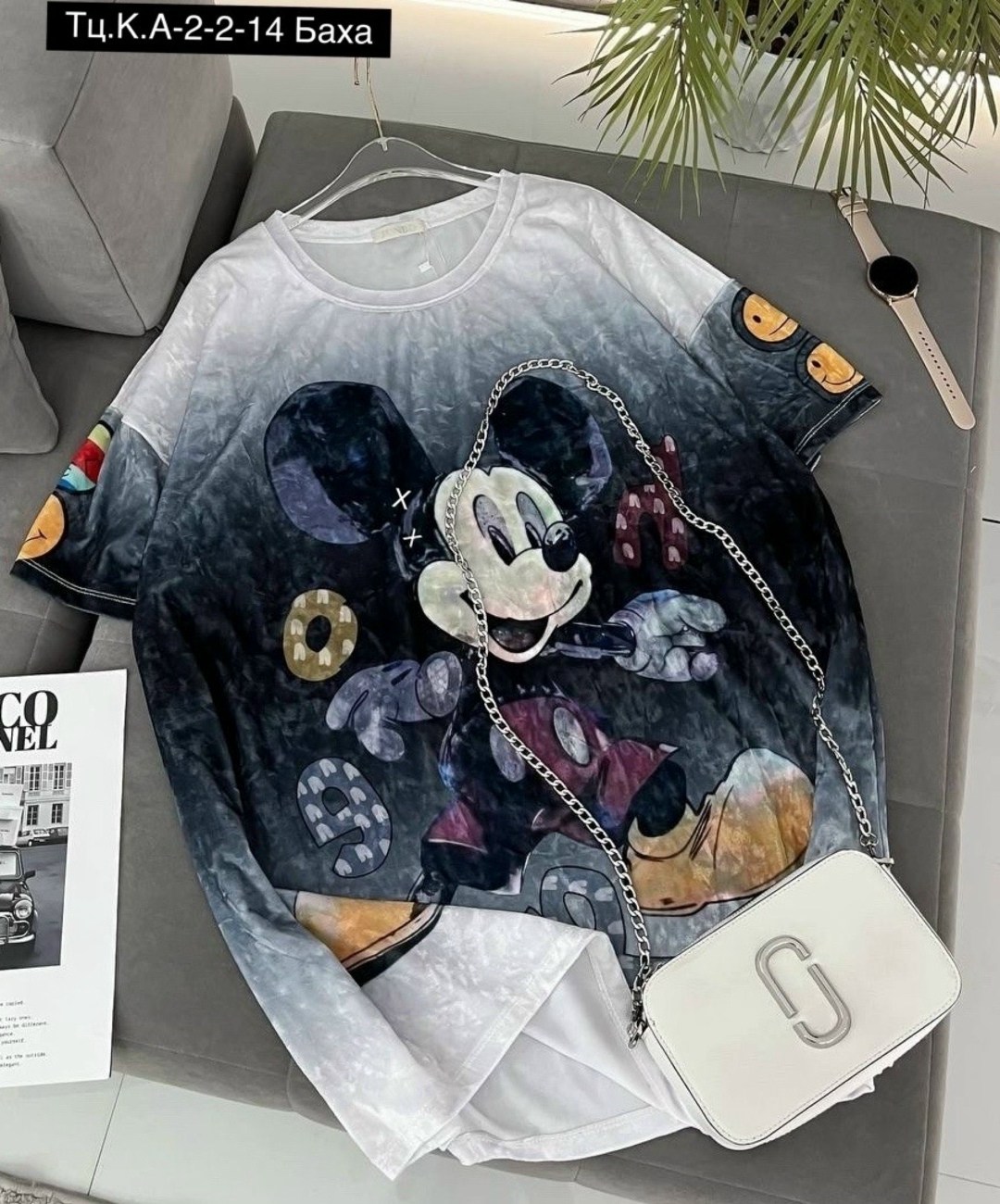 футболка оверсайз с принтом мики маус fashion lux,футболка женская,футболка оверсайз,футболка