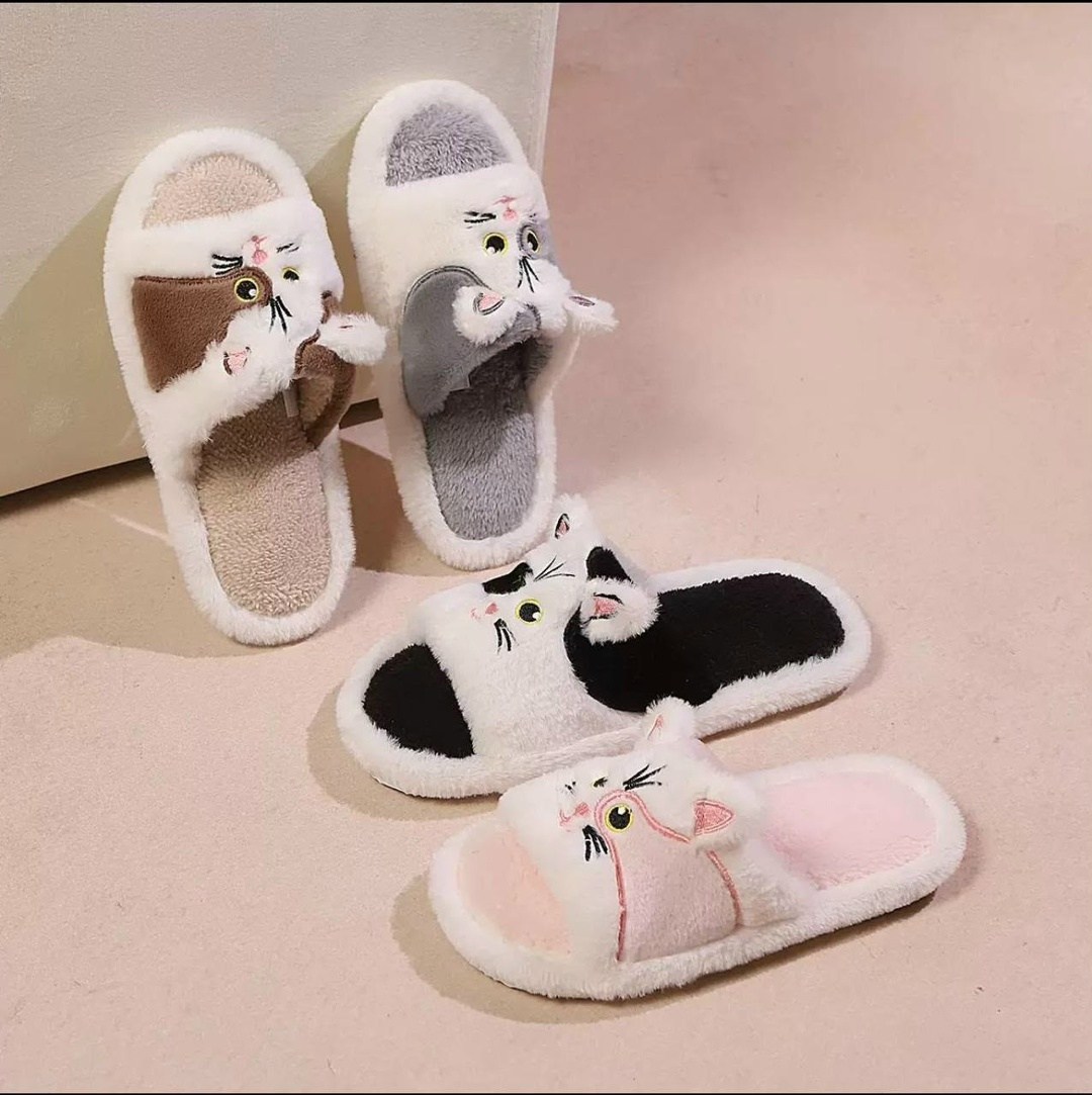 тапочки женские,cat slippers женские легкие пушистые домашние тапочки,домашние тапочки,женские домашние тапочки,тапочки котик