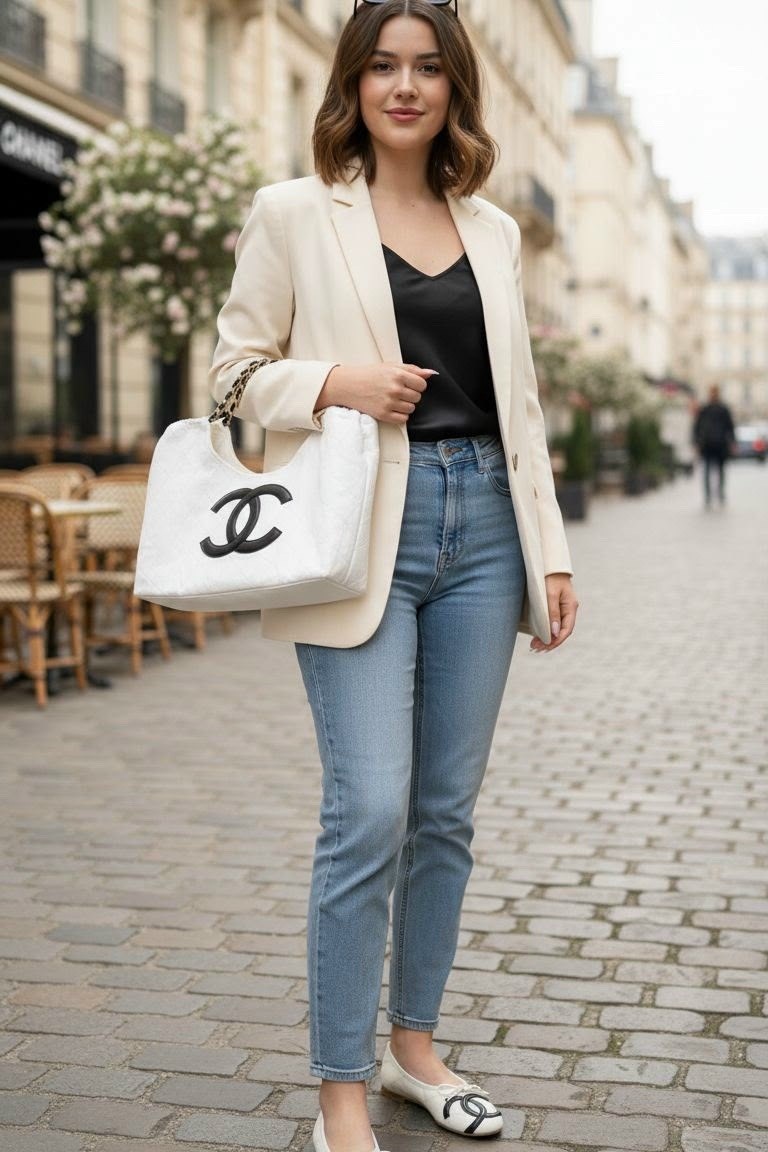 модные образы,cream blazer outfit,мода стиль,модные джинсы