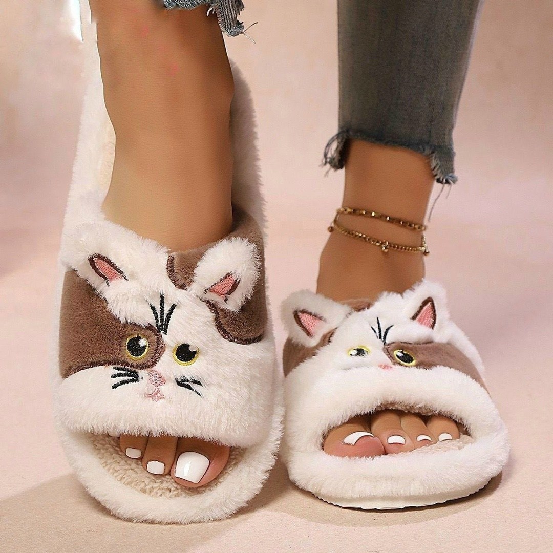 тапочки женские,cat slippers женские легкие пушистые домашние тапочки,домашние тапочки,женские домашние тапочки,тапочки котик