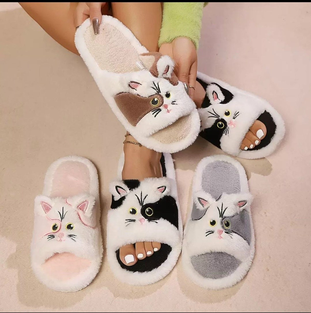 тапочки женские,cat slippers женские легкие пушистые домашние тапочки,домашние тапочки,женские домашние тапочки,тапочки котик