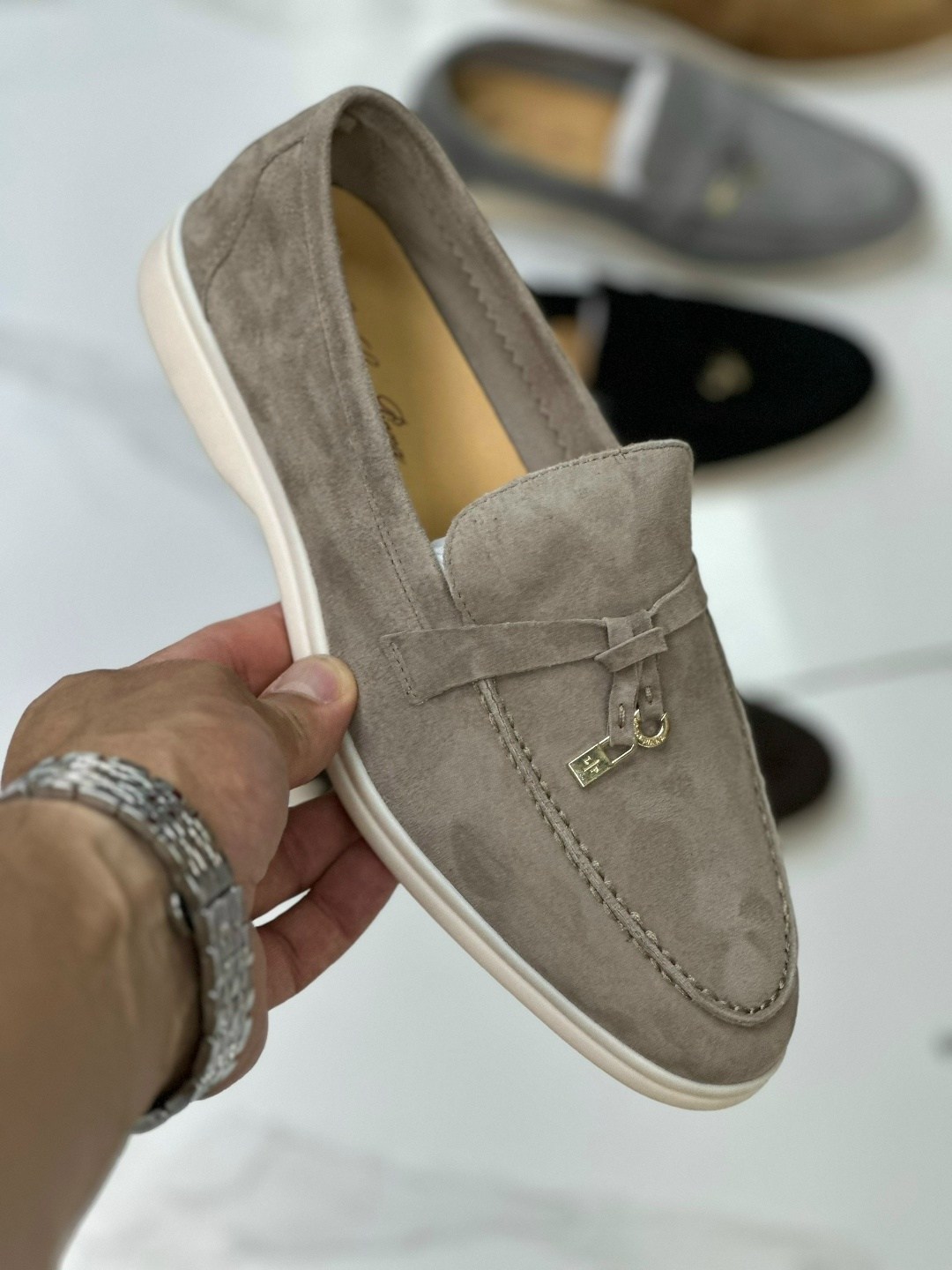 лоферы женские loro piana,,лоферы loro piana summer charms walk замшевые,женские замшевые серые лоферы loro piana open walk,замшевые лоферы loro piana