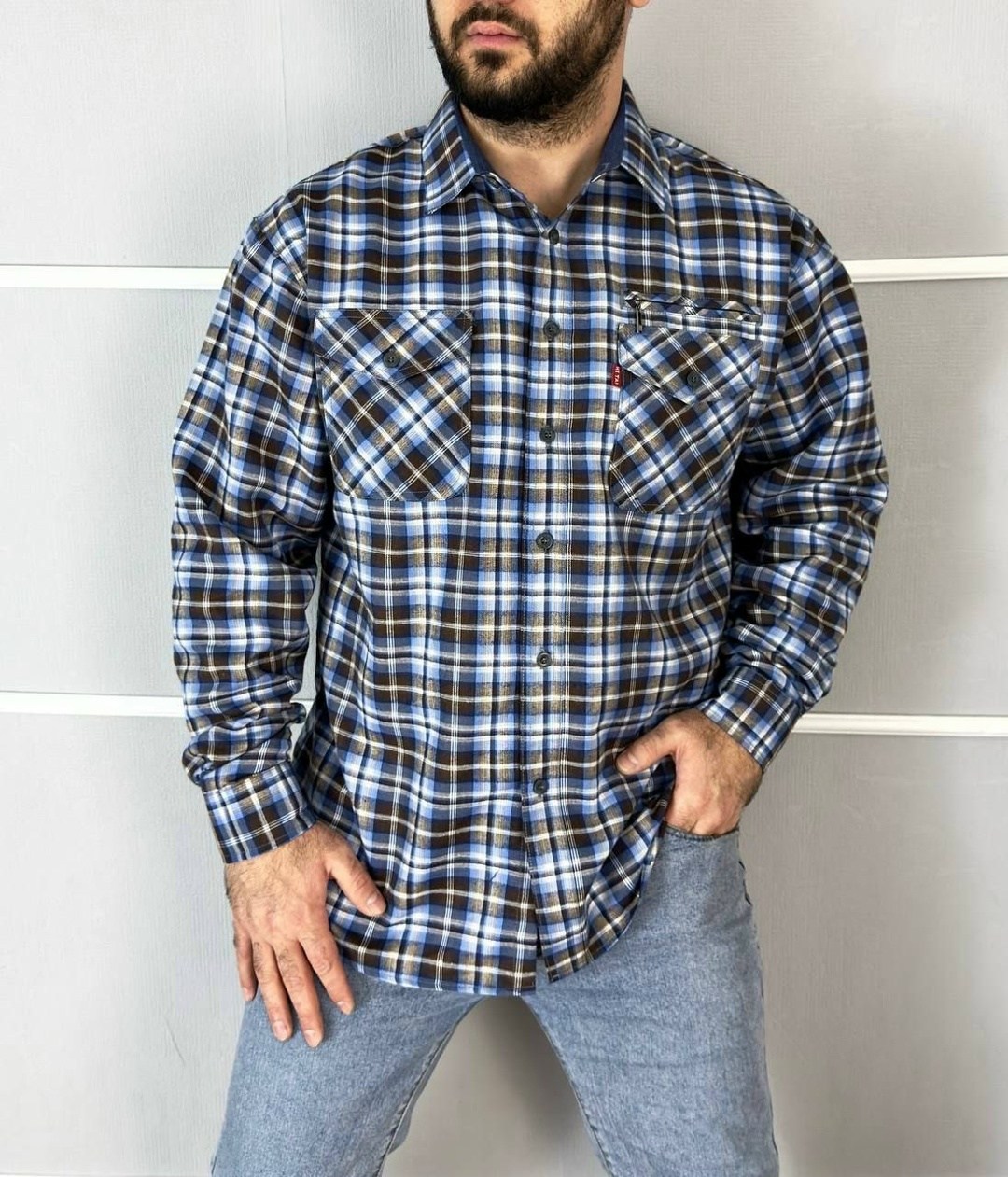 рубашка в клетку теплая h&h fashion,рубашка мужская,рубашка теплая в клетку,рубашка теплая в клетку с длинными рукавами,клетчатая мужская рубашка