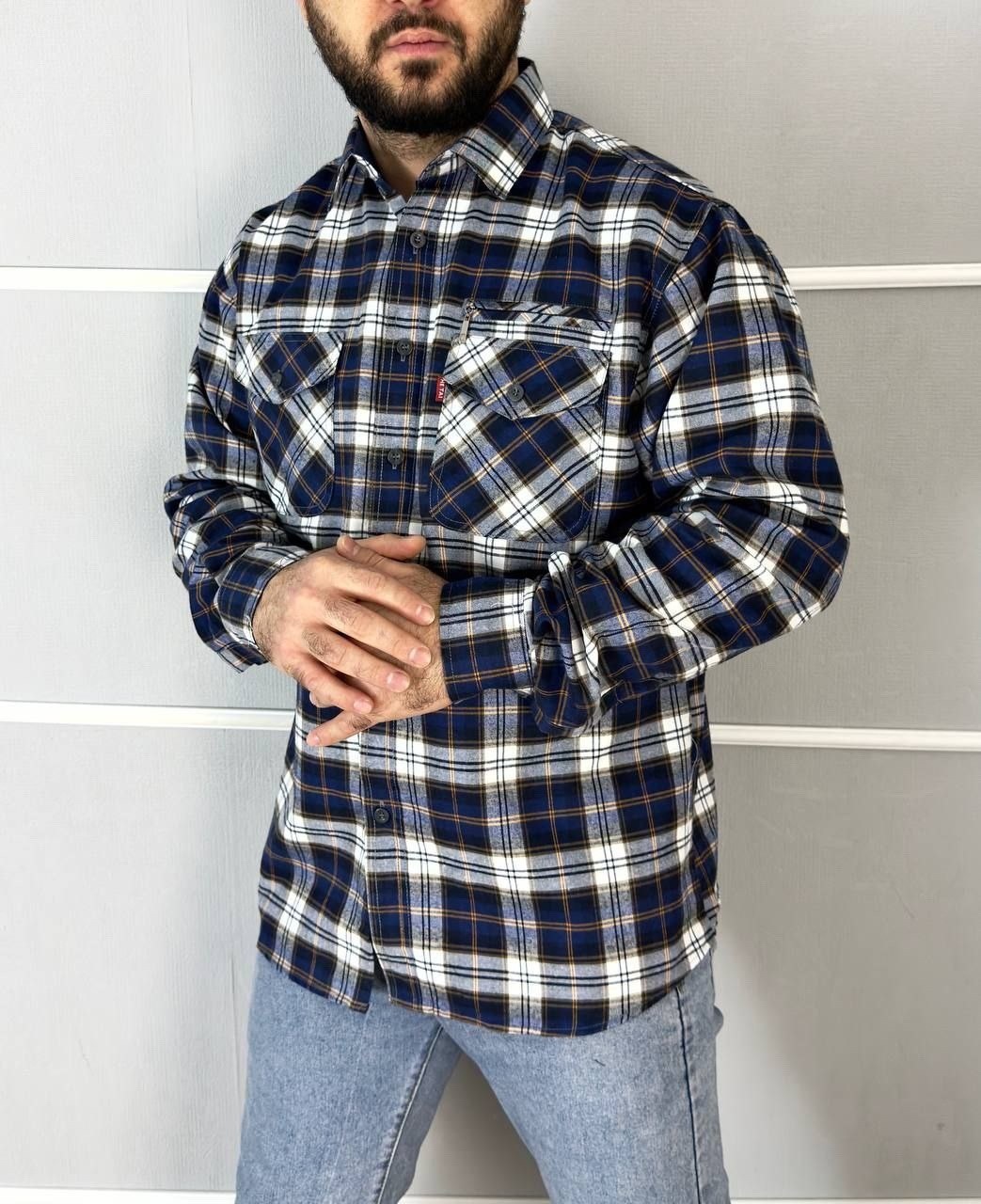 рубашка в клетку теплая h&h fashion,рубашка мужская,рубашка теплая в клетку,рубашка теплая в клетку с длинными рукавами,клетчатая мужская рубашка