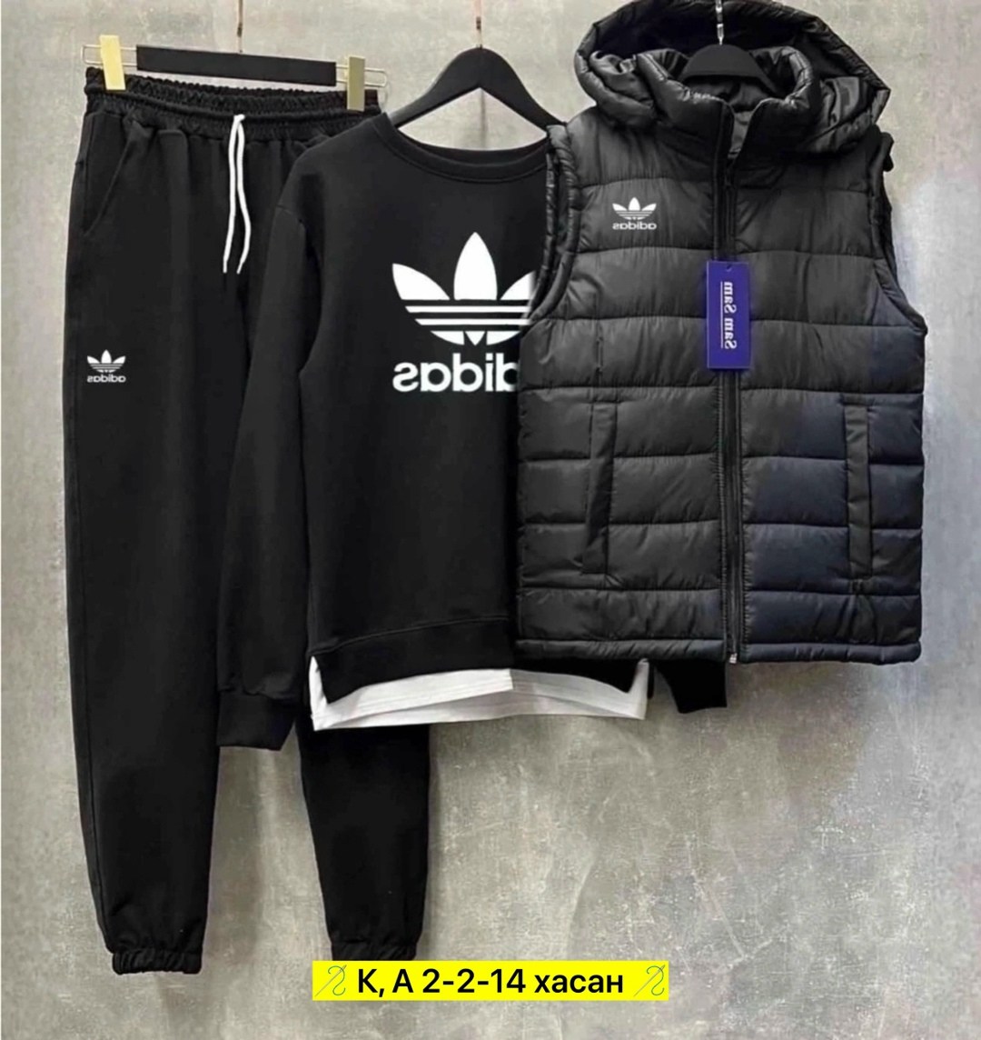 спортивный костюм тройка с жилеткой adidas,спортивный костюм тройка с жилеткой,костюм спортивный мужской,спортивный костюм тройка с жилеткой adidas kn shop цвет темно-зеленый,спортивные костюм