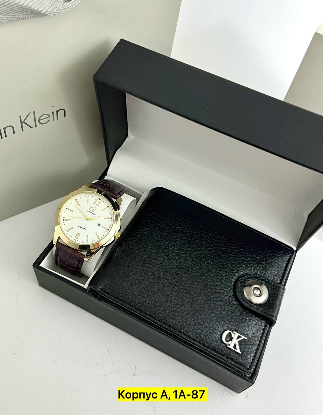 портмоне и часы подарочный бокс calvin klein,часы для мужчин,мужской подарочный набор,мужские наборы,подарочный набор