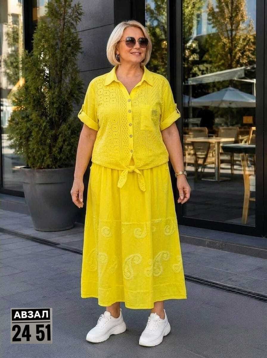 костюм с юбкой,женские костюмы,платье romanovich style 1-1951 желтый в размере 48-58,юбочный костюм,летняя мода