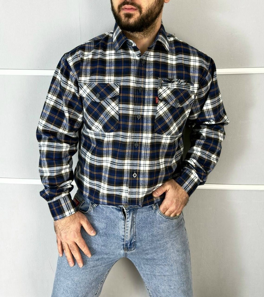 рубашка в клетку теплая h&h fashion,рубашка мужская,рубашка теплая в клетку,рубашка теплая в клетку с длинными рукавами,клетчатая мужская рубашка