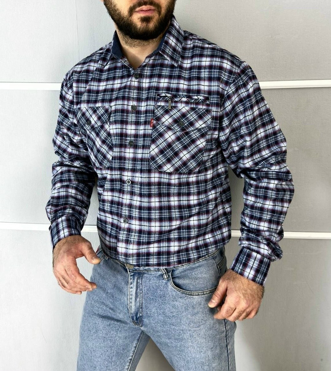 рубашка в клетку теплая h&h fashion,рубашка мужская,рубашка теплая в клетку,рубашка теплая в клетку с длинными рукавами,клетчатая мужская рубашка