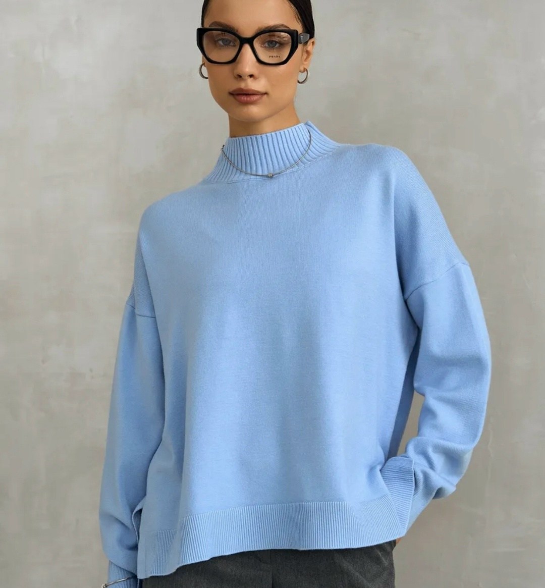 свитер оверсайз джемпер,базовый шерстяной свитер trends brands,джемпер oversize,джемпер бежевый,объёмный джемпер оверсайз бежевый