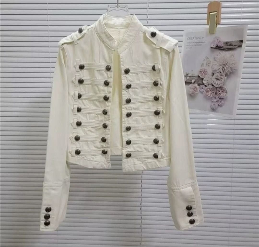 forever new mari military jacket,white textured military jacket with lace,ralph lauren military jacket womens,белая куртка женская,white and gold military jacket