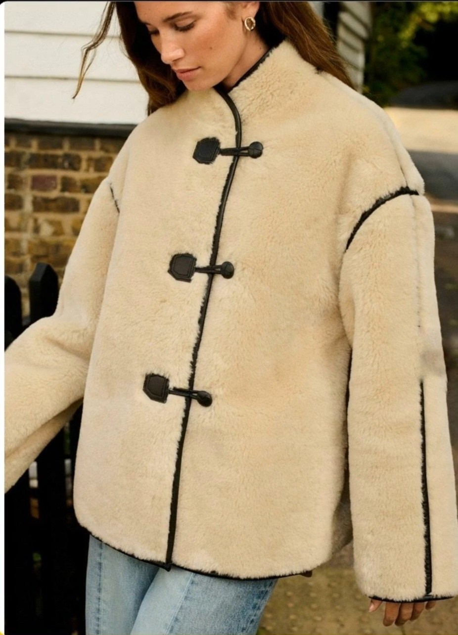 ecru cream borg duffle fleece jacket,флисовая куртка borg duffle next бежевый,пальто женские,шуба искусственная женская,пальто из овчины