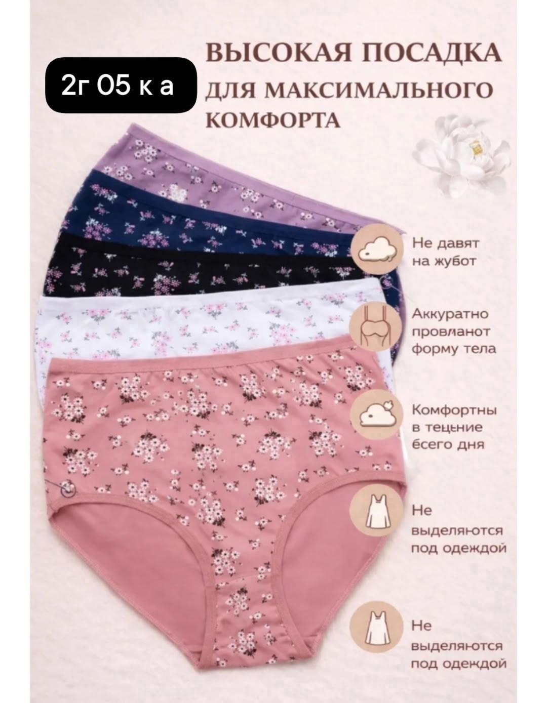 трусы женские набор хлопок с высокой посадкой 5 шт. s.ama,трусы женские набор хлопок,комплект трусов слипы,трусы женские набор хлопок с высокой посадкой 5 шт. s.ama 251318176,комплект трусов женские