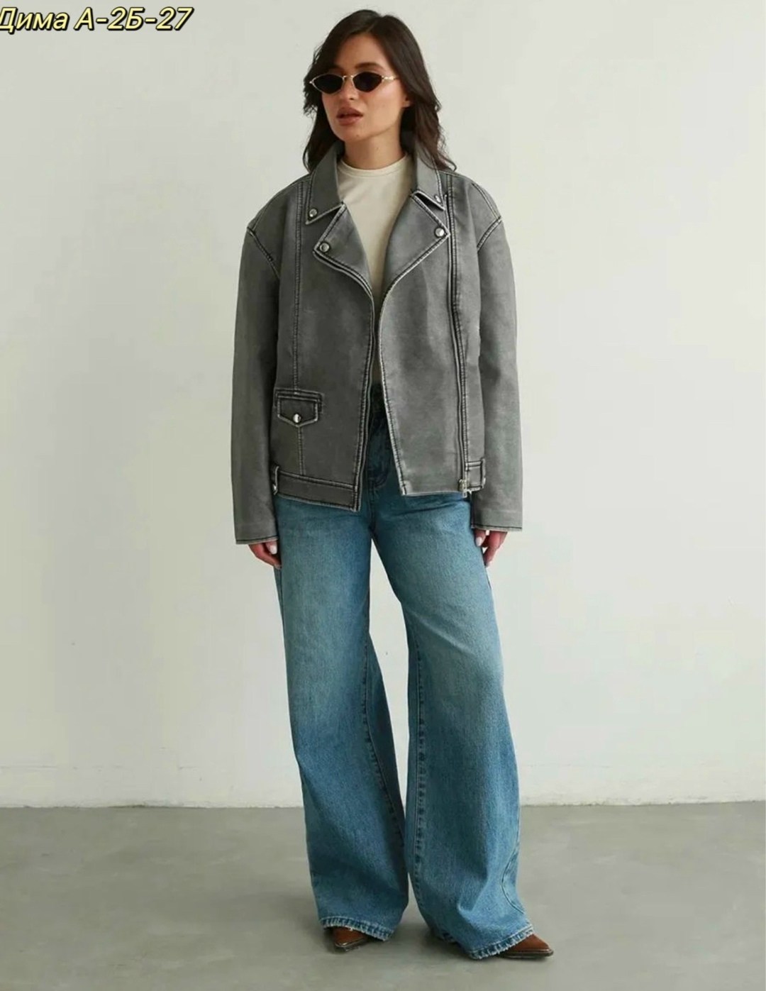 косуха винтажная куртка кожаная oversize серая monyken,куртка косуха,косуха кожаная серая винтажная куртка оверсайз,косуха винтажная кожаная куртка серая оверсайз mony,серая косуха
