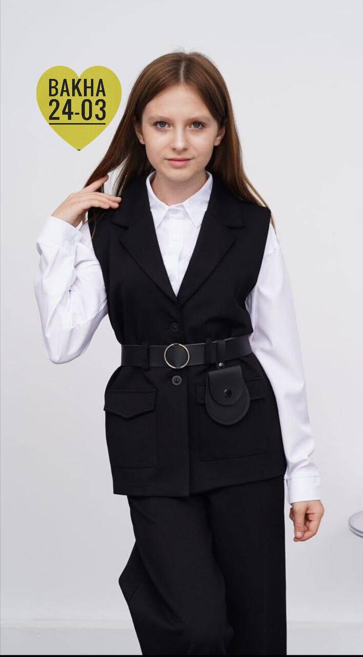 школьный костюм двойка с брюками палаццо и жилетом sheng yuan fashion,костюм школьный брючный с жилетом jutetti,костюм брючный на девочку школьный,брючный костюм школьная форма с жилетом azalya,костюм