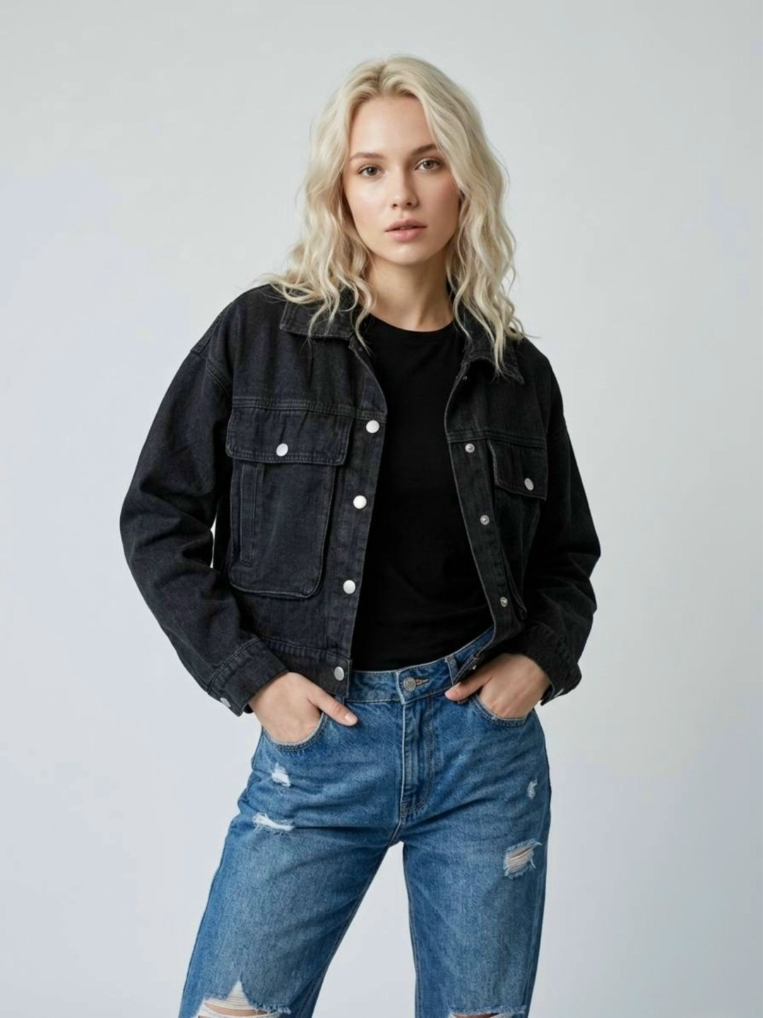 джинсовая куртка,джинсовая куртка pull&bear черный,denim jacket,черная джинсовая куртка,джинсовая куртка женская