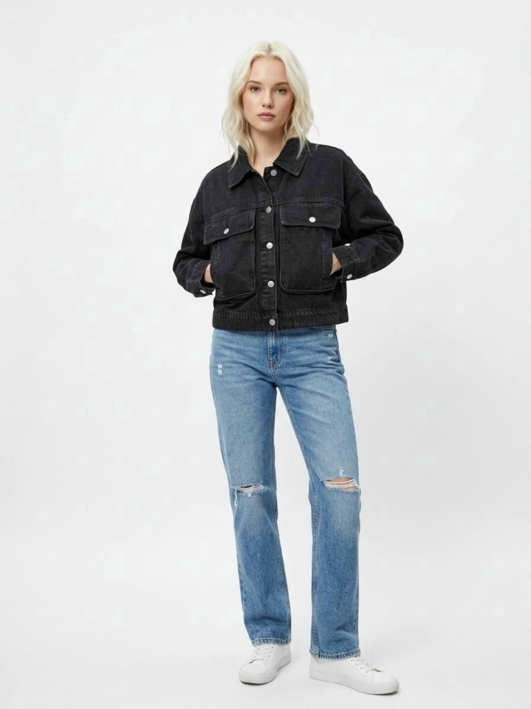джинсовая куртка,джинсовая куртка pull&bear черный,denim jacket,черная джинсовая куртка,джинсовая куртка женская