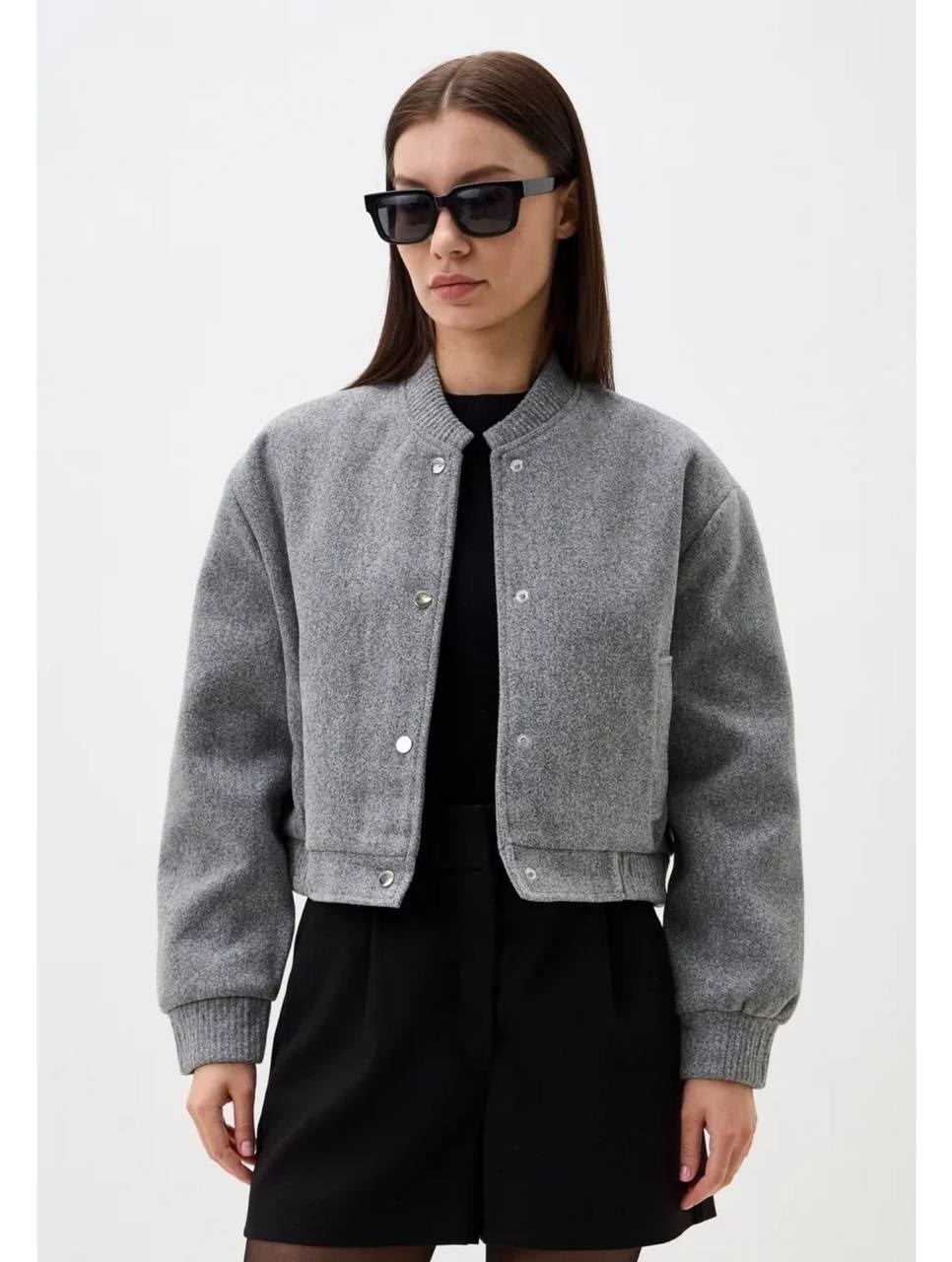 куртка бомбер,куртка-бомбер oversize из ткани с ворсом серый,женская куртка бомбер,бомбер серый,бомбер пальто