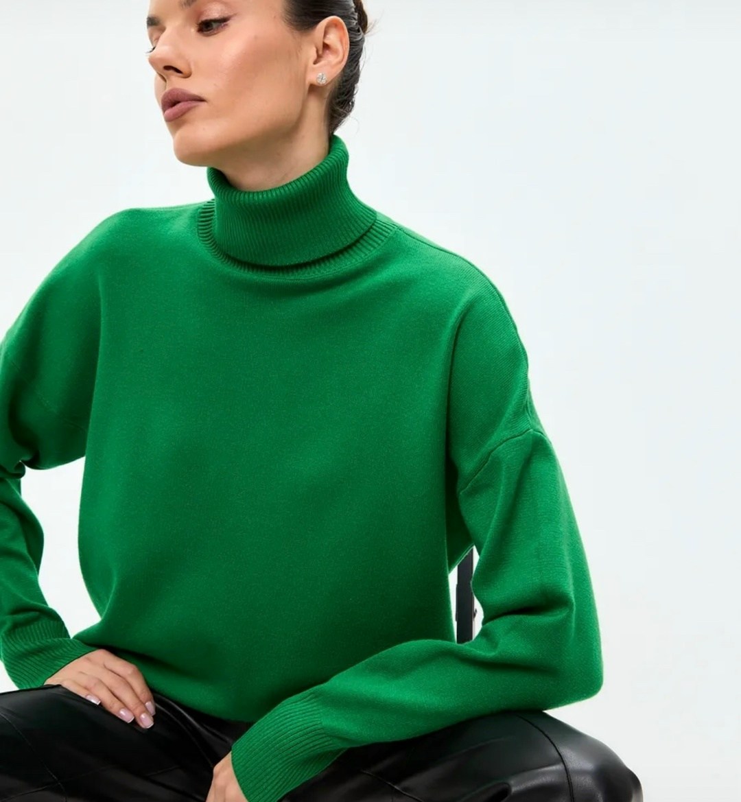 кофта оверсайз с горлом sara collection цвет зеленый,кофта оверсайз с горлом sara collection,zarina зеленый джемпер,свитер,джемпер женский с горлом свитер кашемир