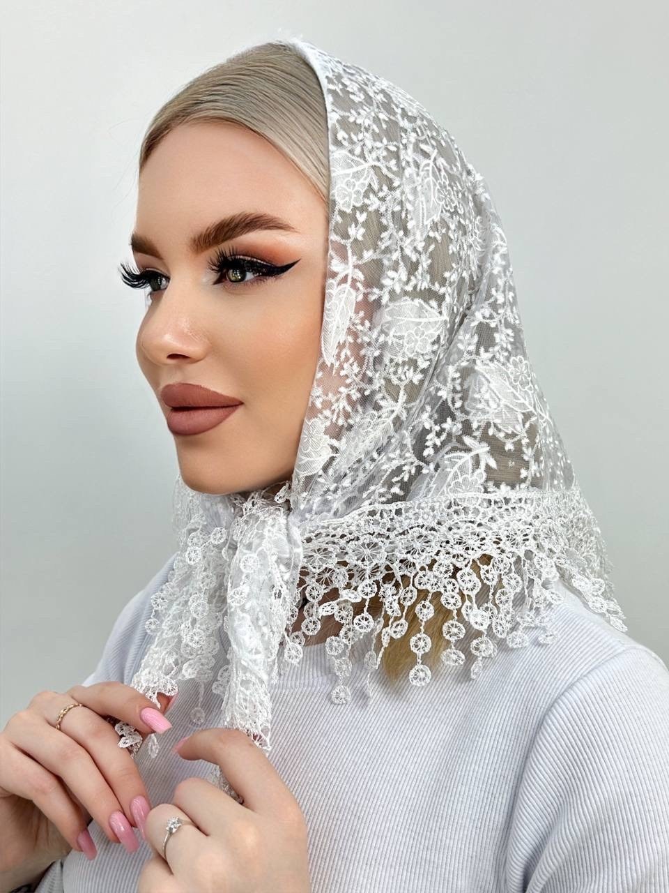 платок косынка ажурная на шею на голову женская,платок для храма женский,платок на голову женский,платки платок для храма,платок на голову женский для храма в церковь