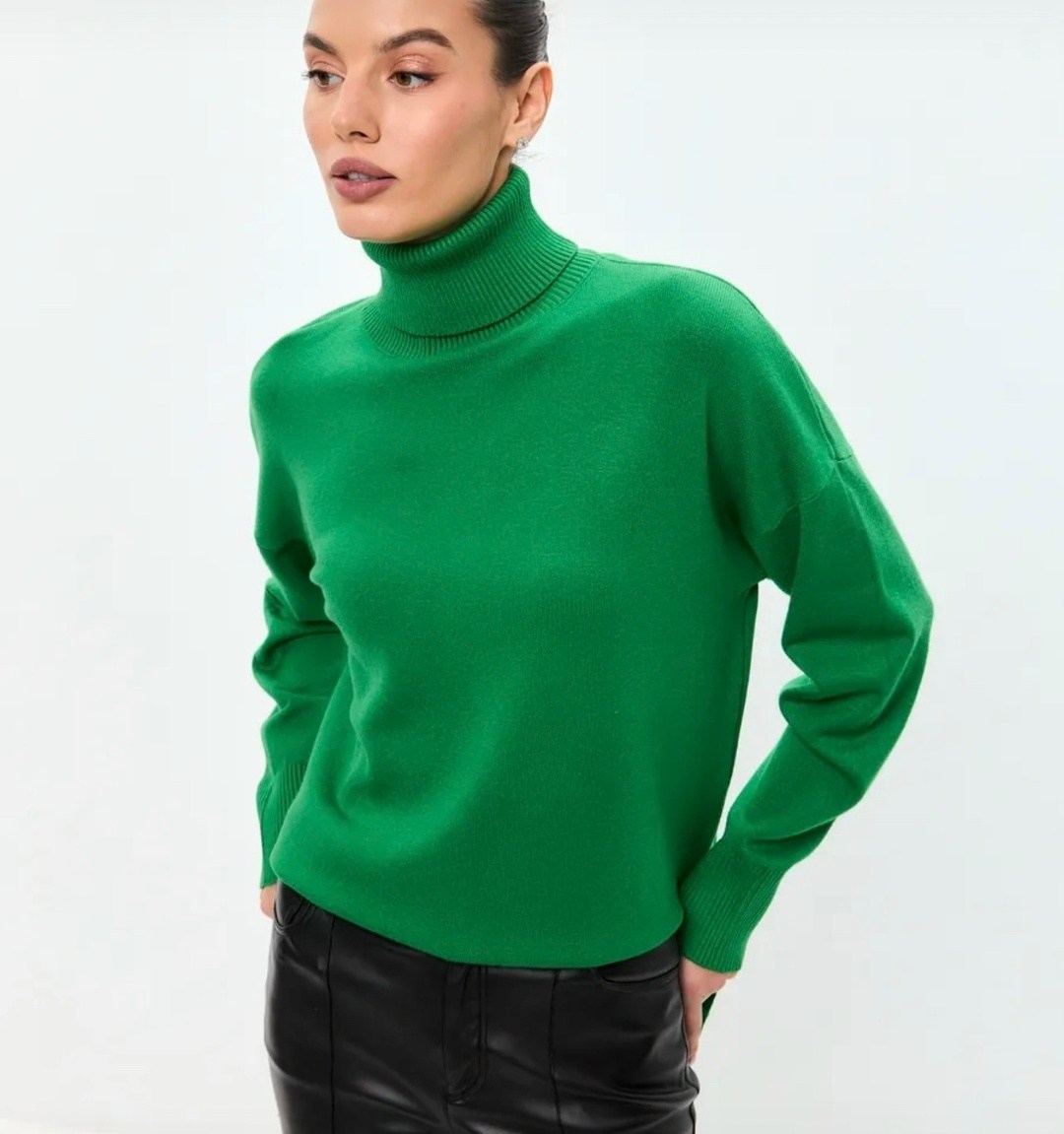 кофта оверсайз с горлом sara collection цвет зеленый,кофта оверсайз с горлом sara collection,zarina зеленый джемпер,свитер,джемпер женский с горлом свитер кашемир