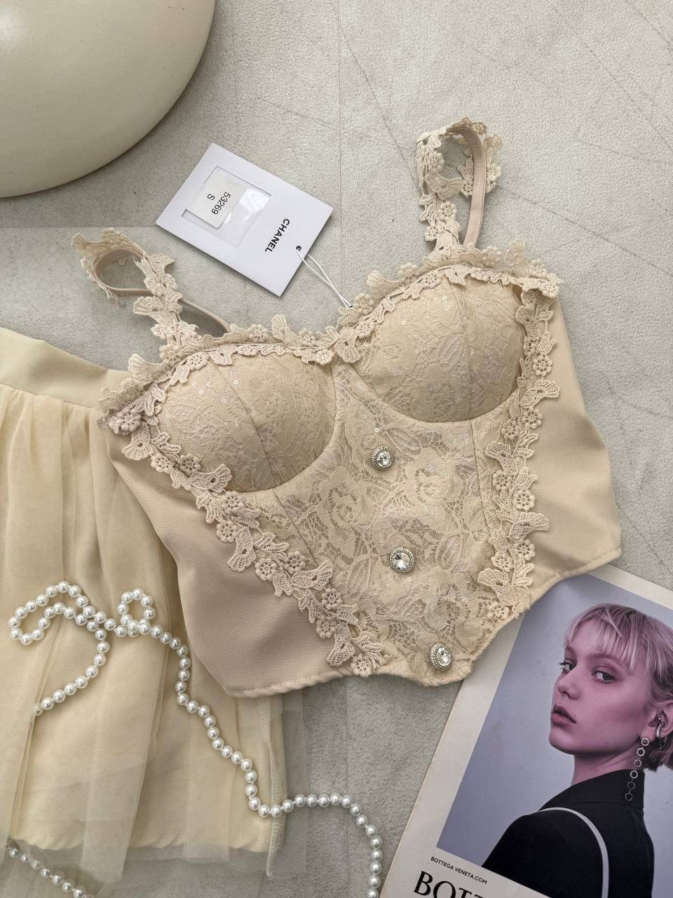 комплект корсет,костюм chanel,корсет юбка,корсет кружевной