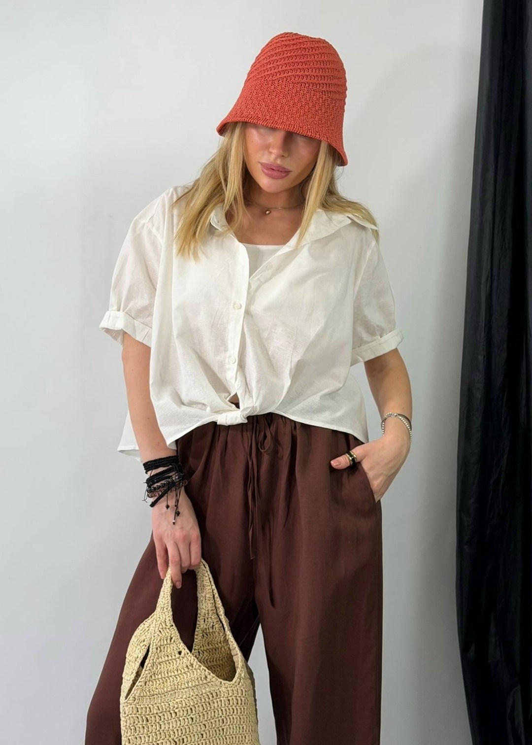 брюки палаццо kinfolk clothes размер m коричневый,льняные брюки,льняные брюки женские,брюки палаццо,широкие брюки