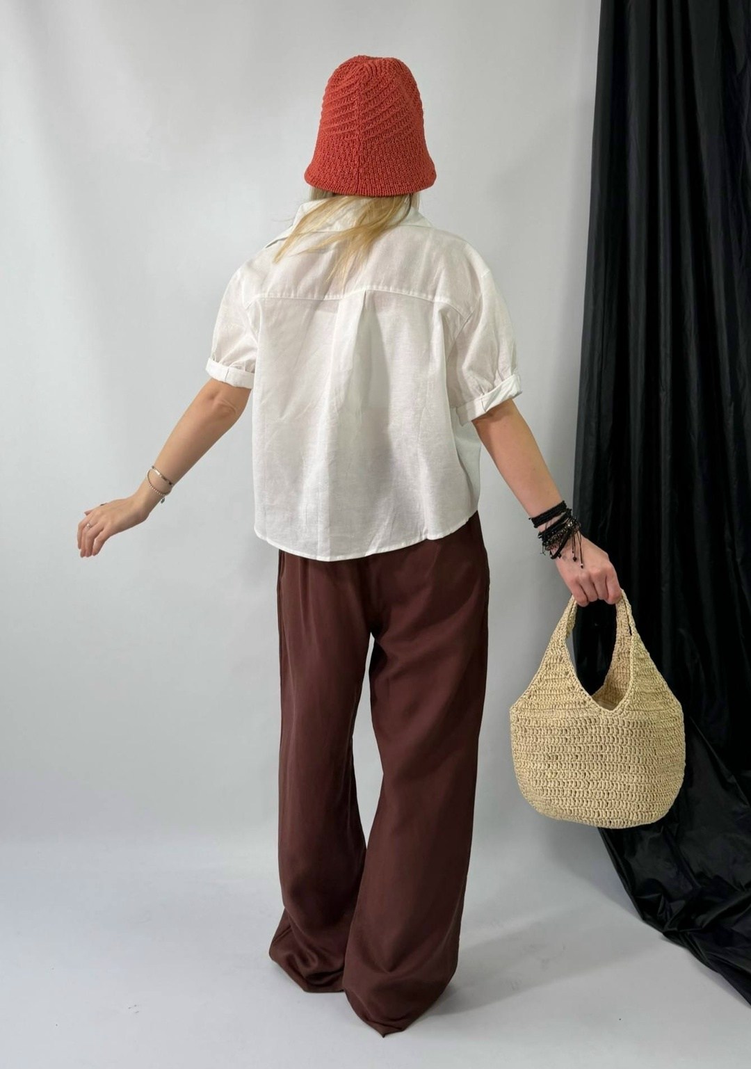 брюки палаццо kinfolk clothes размер m коричневый,льняные брюки,льняные брюки женские,брюки палаццо,широкие брюки