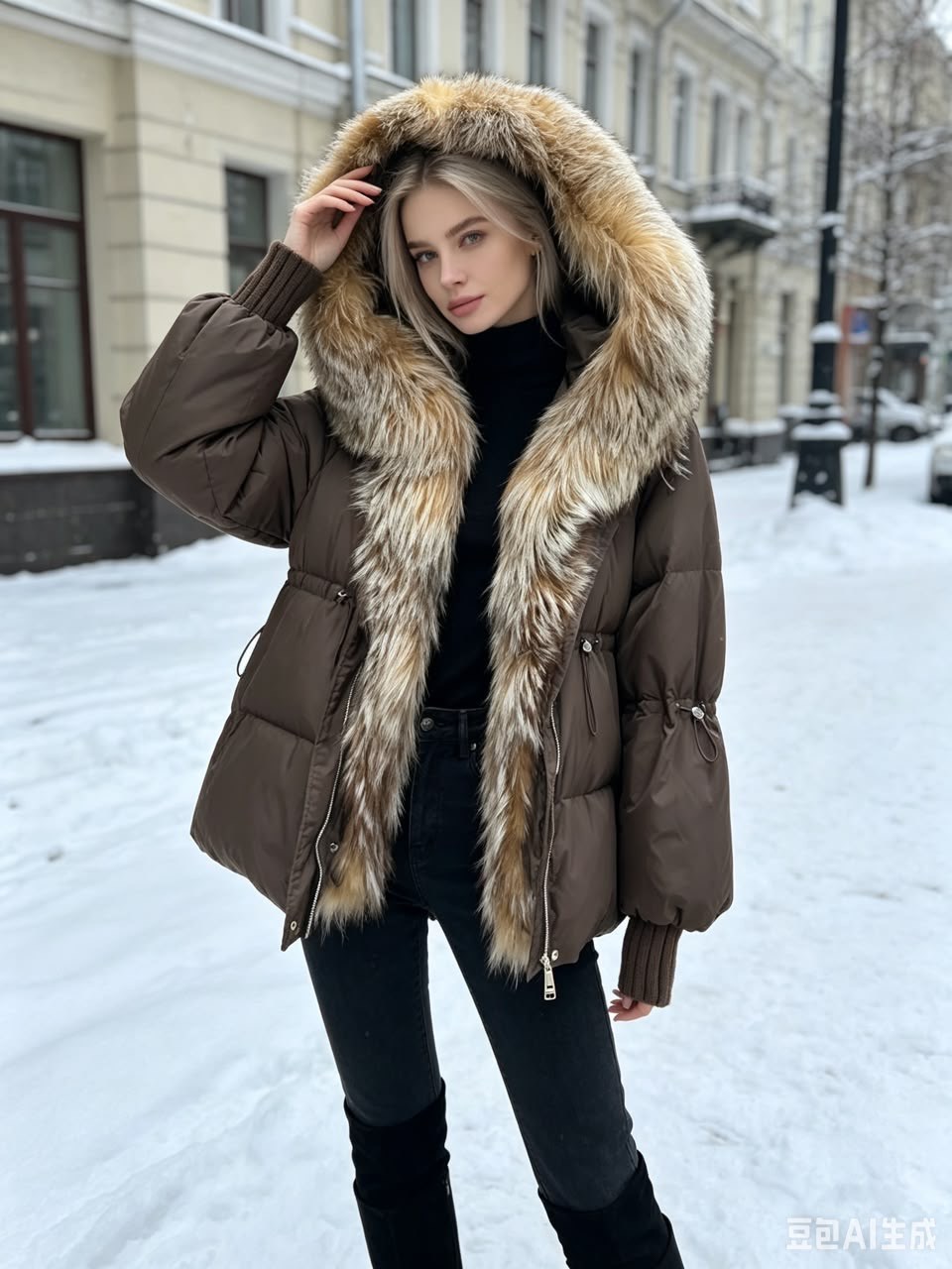 пуховик с чернобуркой,зимний женский пуховик с чернобуркой,куртка - пуховик с мехом чернобурки city furs,пуховик с мехом,женский пуховик
