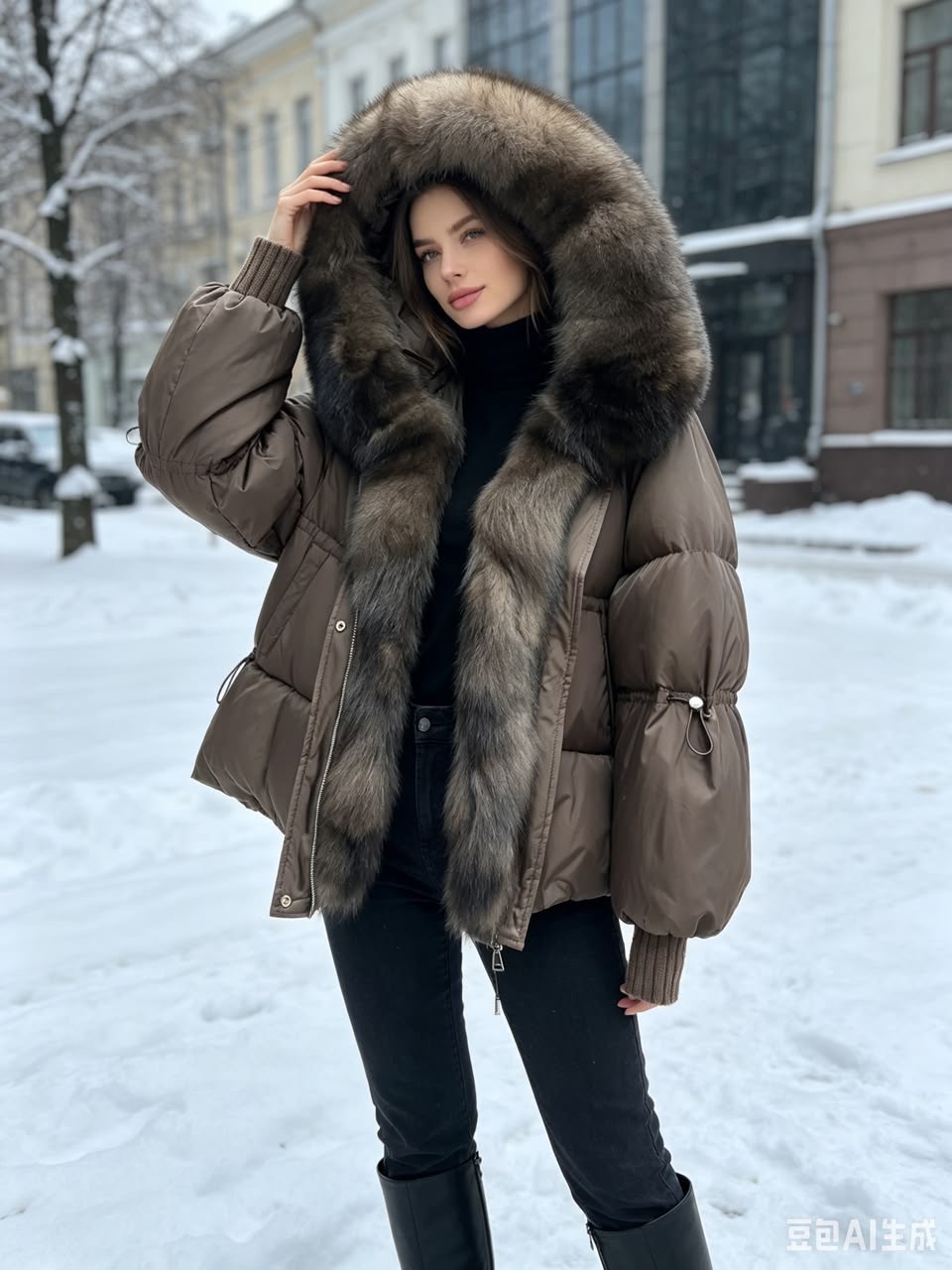 пуховик с чернобуркой,зимний женский пуховик с чернобуркой,куртка - пуховик с мехом чернобурки city furs,пуховик с мехом,женский пуховик