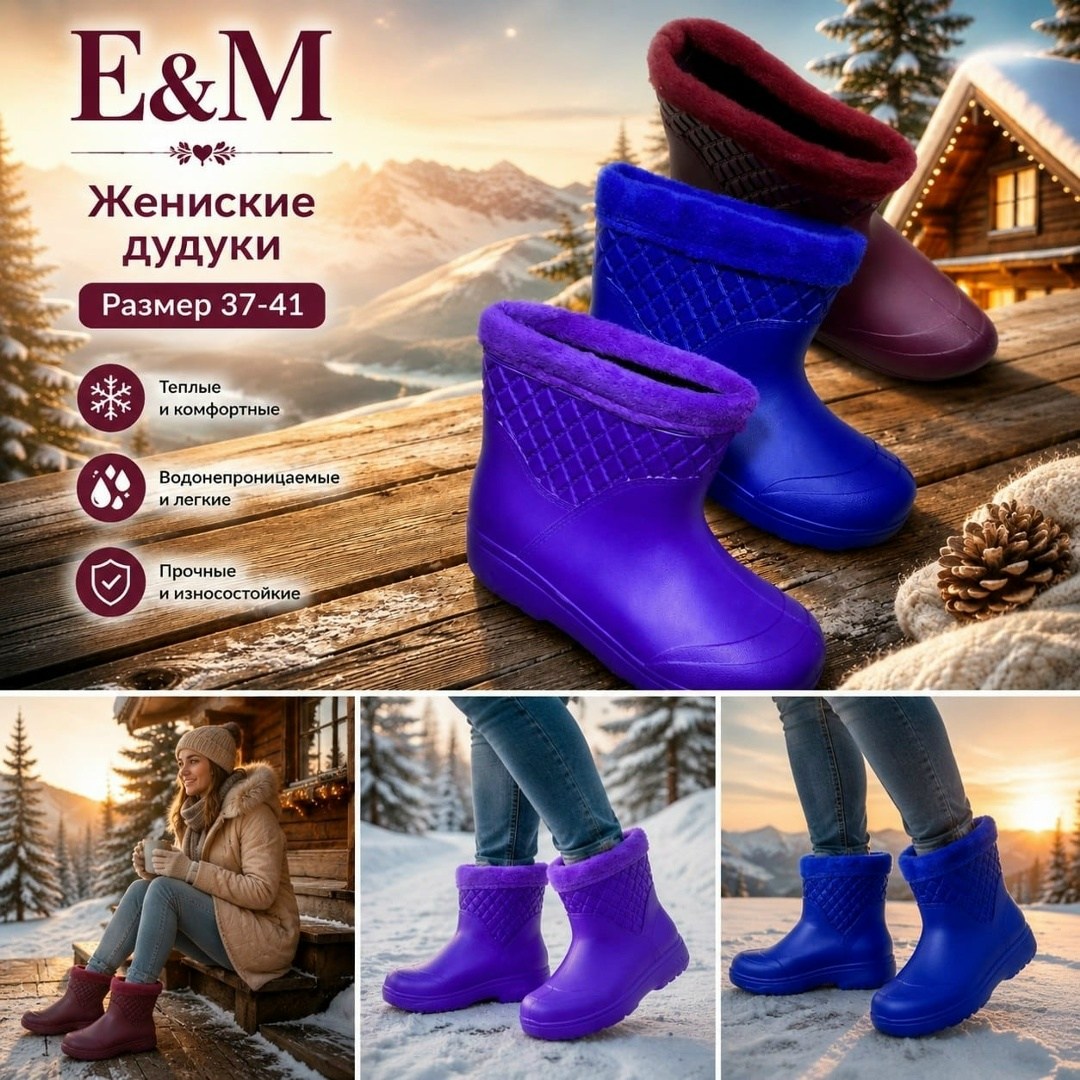 полусапоги эва женские,галоши женские,сапоги резиновые,утепленные галоши женские paninter синие 37 ru,
