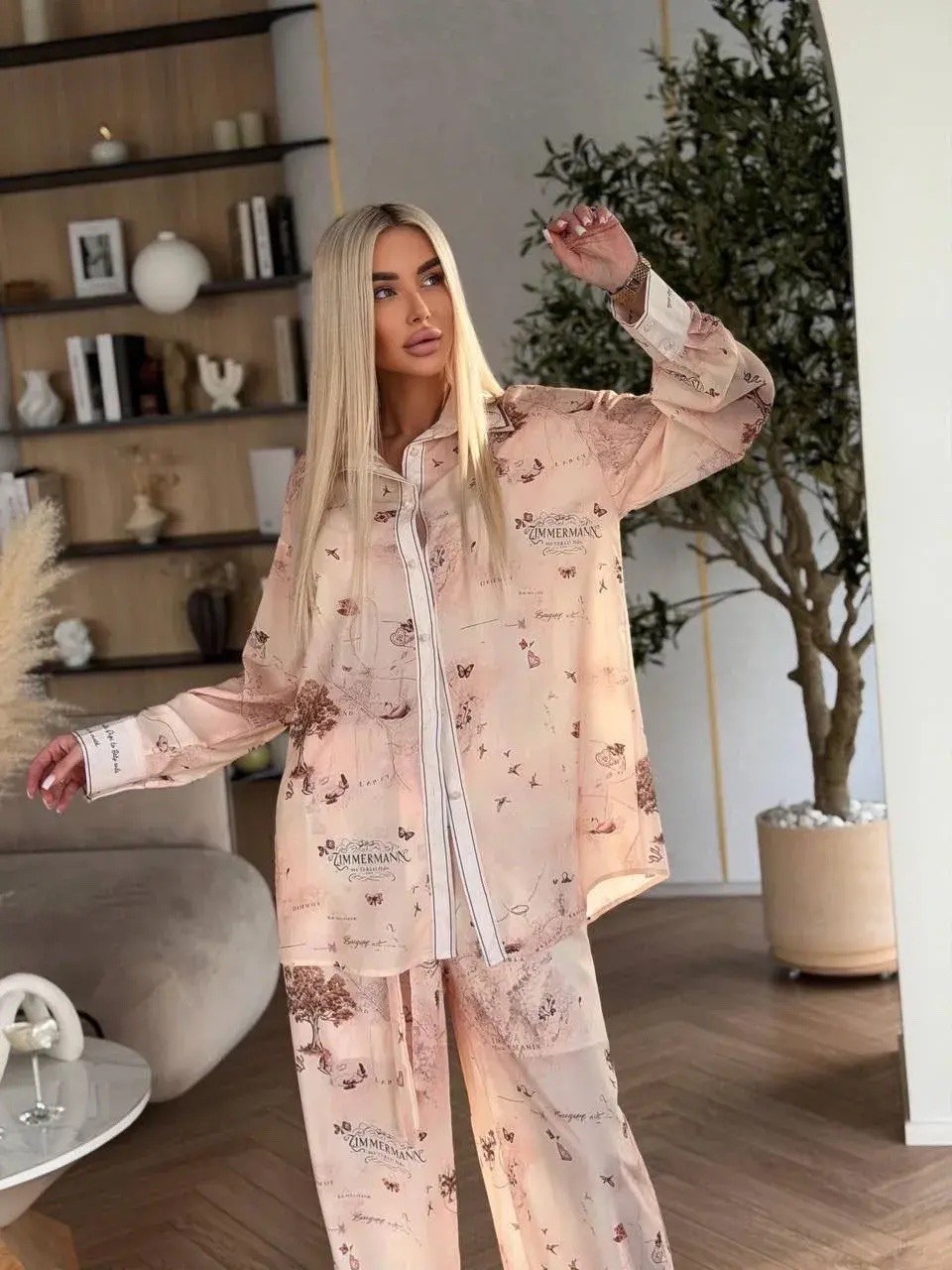 шелковый костюм в пижамном стиле trend.collection 232120803,модные костюмы,костюм в пижамном стиле шелк сатин,шелковый домашний костюм в пижамном стиле,костюм в пижамном стиле