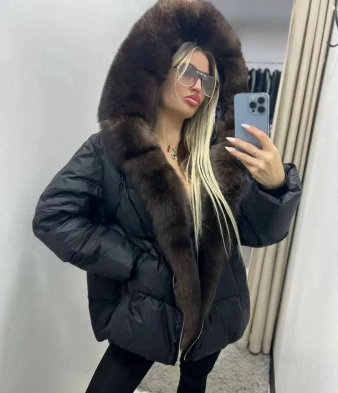 куртка - пуховик с мехом песца city furs,пуховик с натуральным мехом,пуховик с мехом,пуховик женский с натуральным мехом,куртка с мехом