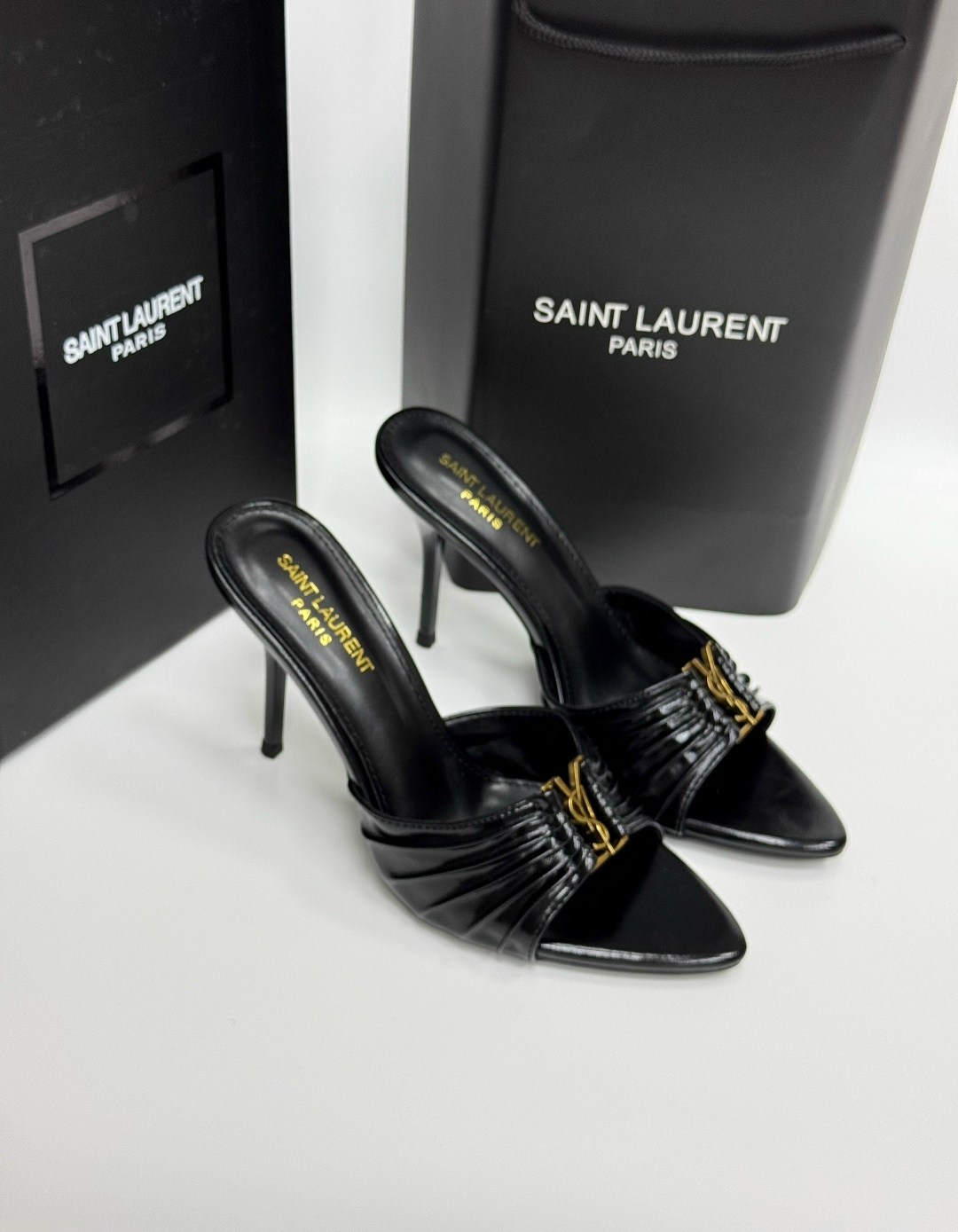 мюли женские,,мюли на каблуке,saint laurent туфли,кожаные мюли